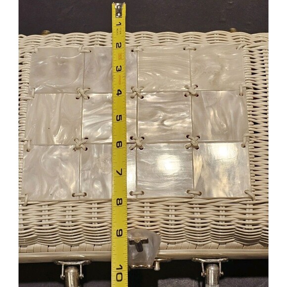 Rare Vintage 1950s/60s Stylecraft of Miami Wicker/Lucite Box Bag Shell Accents - Picture 15 of 16
